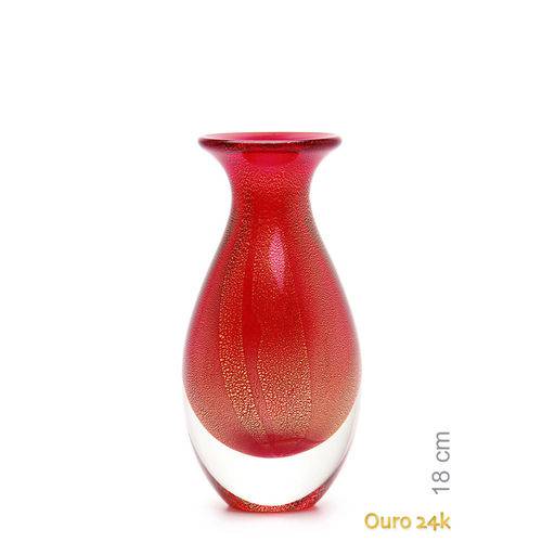 Tamanhos, Medidas e Dimensões do produto Vaso Mini Nº 2 Vermelho com Ouro - Murano - Cristais Cadoro