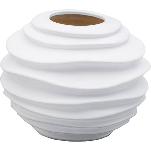 Tamanhos, Medidas e Dimensões do produto Vaso Ornamental de Cerâmica Hive Branco 19,7x19,7x15,8cm - Prestige