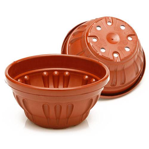 Tamanhos, Medidas e Dimensões do produto Vaso Plástico Cuia Roma 21 Cm Terracota Ecovaso
