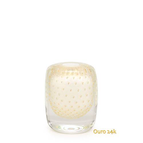Tamanhos, Medidas e Dimensões do produto Vaso Quadrado Nº 3 Tela Branco com Ouro - Murano - Cristais Cadoro