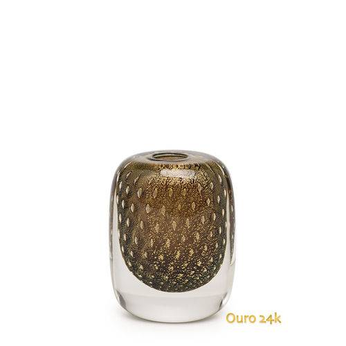 Tamanhos, Medidas e Dimensões do produto Vaso Quadrado Nº 3 Tela Fumê com Ouro - Murano - Cristais Cadoro