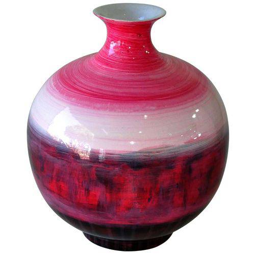 Tamanhos, Medidas e Dimensões do produto Vaso Redondo em Cerâmica Decoração Indoor Estilo Clássico com Pintura Abstrata Artesanal Colorida