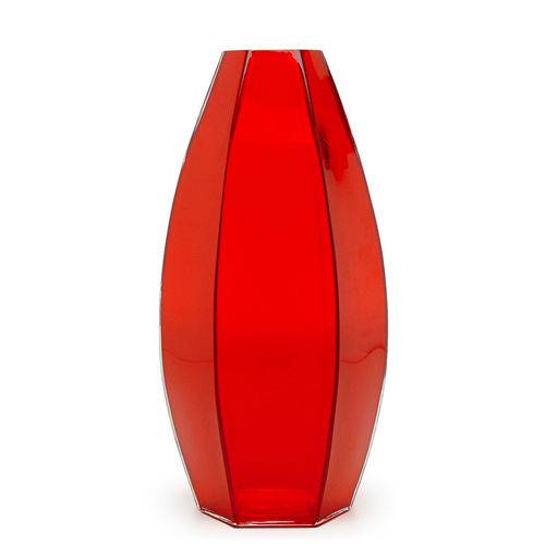 Tamanhos, Medidas e Dimensões do produto Vaso Sextavado Alto Nº 2 Vermelho - Murano - Cristais Cadoro