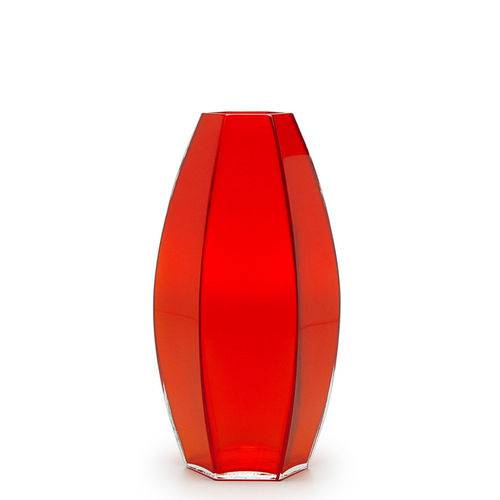 Tamanhos, Medidas e Dimensões do produto Vaso Sextavado Alto Nº 3 Vermelho - Murano - Cristais Cadoro