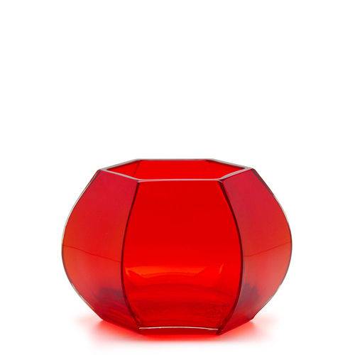 Tamanhos, Medidas e Dimensões do produto Vaso Sextavado Baixo Nº 2 Vermelho - Murano - Cristais Cadoro