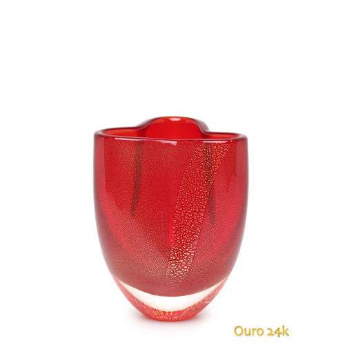 Tamanhos, Medidas e Dimensões do produto Vaso Trevo Nº 3 Mini Vermelho com Ouro - Murano - Cristais Cadoro