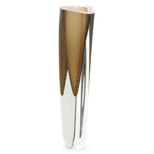 Tamanhos, Medidas e Dimensões do produto Vaso Triangular Nº 1 Fumê com Ouro - Murano - Cristais Cadoro