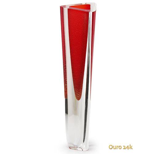 Tamanhos, Medidas e Dimensões do produto Vaso Triangular Nº 1 Vermelho com Ouro - Murano - Cristais Cadoro