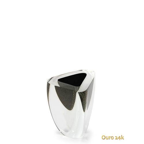 Tamanhos, Medidas e Dimensões do produto Vaso Triangular Nº 4 Preto com Ouro - Murano - Cristais Cadoro