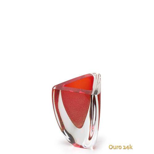 Tamanhos, Medidas e Dimensões do produto Vaso Triangular Nº 4 Vermelho com Ouro - Murano - Cristais Cadoro