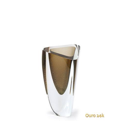 Tamanhos, Medidas e Dimensões do produto Vaso Triangular Nº 3 Fumê com Ouro - Murano - Cristais Cadoro