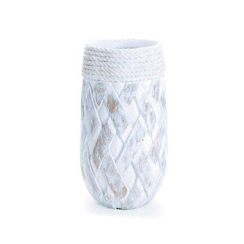 Tamanhos, Medidas e Dimensões do produto Vaso Tribal Branco 35 X 15 Cm Branco