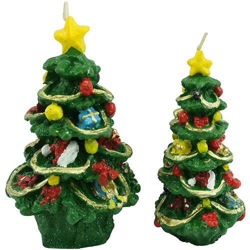 Tamanhos, Medidas e Dimensões do produto Velas Árvore de Natal Christmas Traditions 14,5cm e 12,5cm 2 Peças - Coloridas
