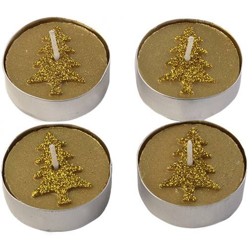 Tamanhos, Medidas e Dimensões do produto Velas Natalinas 4 Peças Dourada - Orb Christmas