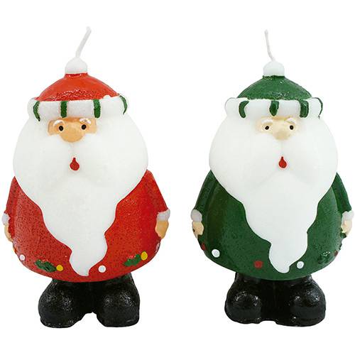 Tamanhos, Medidas e Dimensões do produto Velinhas Papai Noel Christmas Traditions 13 Cm 2 Peças - Vermelha/Verde