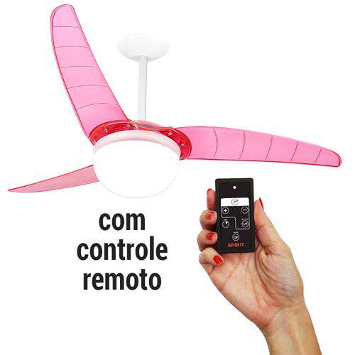 Tamanhos, Medidas e Dimensões do produto Ventilador de Teto Spirit 302 Rosa Neon Lustre Globo com Controle Remoto Cr01 - 127v