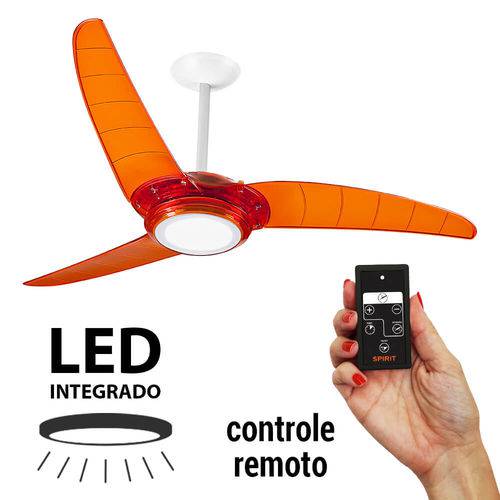 Tamanhos, Medidas e Dimensões do produto Ventilador de Teto Spirit 303 Tangerina LED Controle Remoto 127v