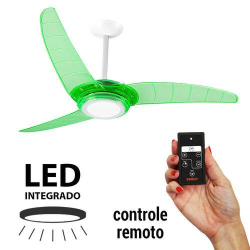 Tamanhos, Medidas e Dimensões do produto Ventilador de Teto Spirit 303 Verde Neon LED Controle Remoto 127V