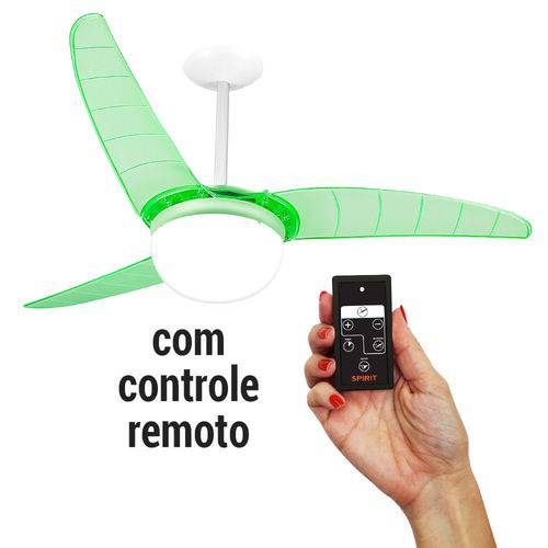 Tamanhos, Medidas e Dimensões do produto Ventilador de Teto Spirit 302 Verde Neon Lustre Globo com Controle Remoto Cr01 - 127v