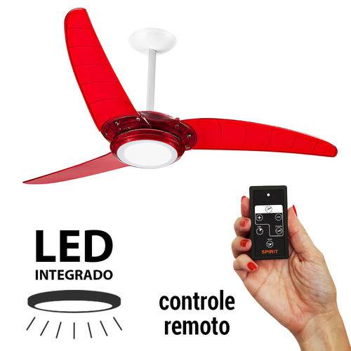 Tamanhos, Medidas e Dimensões do produto Ventilador de Teto Spirit 303 Vermelho LED Controle Remoto 127v