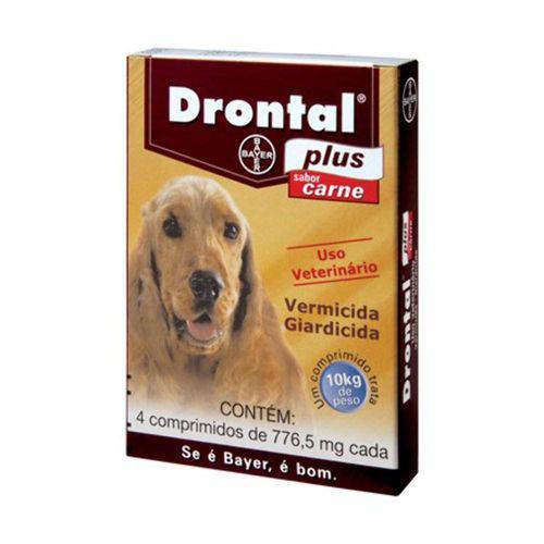 Tamanhos, Medidas e Dimensões do produto Vermífugo Drontal Plus Cães Sabor Carne Bayer 4 Comprimidos