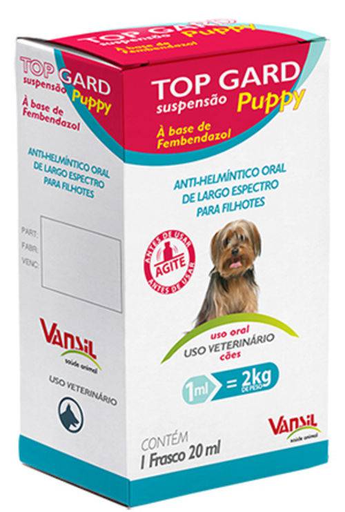 Tamanhos, Medidas e Dimensões do produto Vermifugo para Cachorro -Top Gard Puppy 20 Ml -