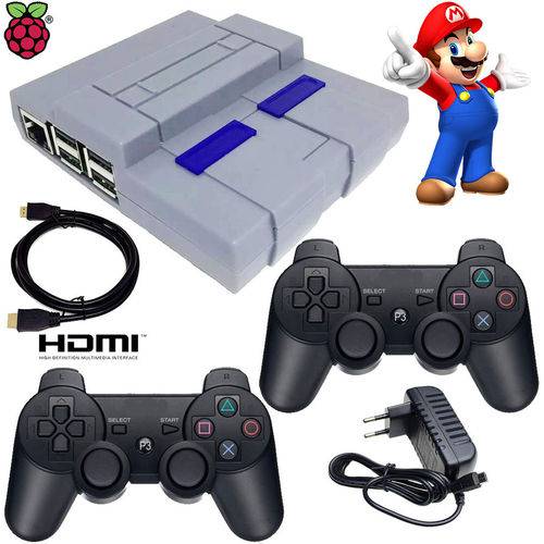 Tamanhos, Medidas e Dimensões do produto Video Game Retro Super Nintendo Raspberry Pi3 - 2 Controles PS3 S/ Fio - HDMI