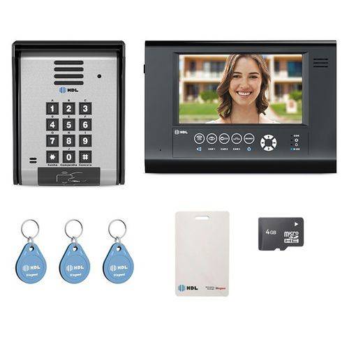 Tamanhos, Medidas e Dimensões do produto Video Porteiro Eletrônico HDL com Memória Controle de Acesso Siga-Me Seven S MCA - Preto