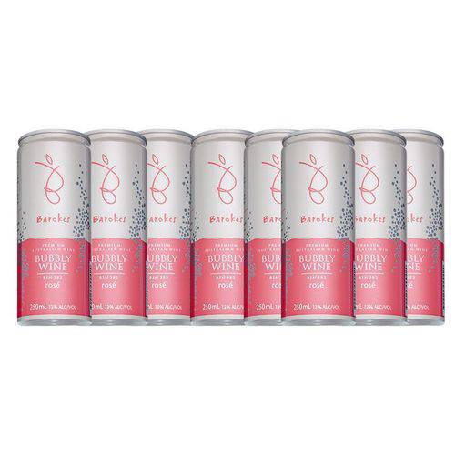 Tamanhos, Medidas e Dimensões do produto Vinho Premium Rose Frisante Seco Australiano Barokes Pack 8 Latas de 250 Ml