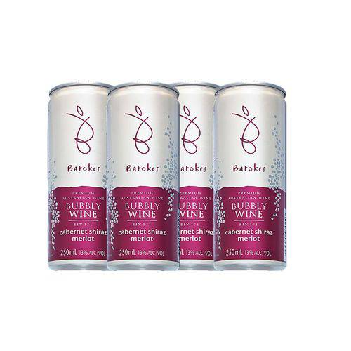 Tamanhos, Medidas e Dimensões do produto Vinho Tinto Frisante Seco Premium Australiano Barokes Pack C/ 4 Latas de 250 Ml