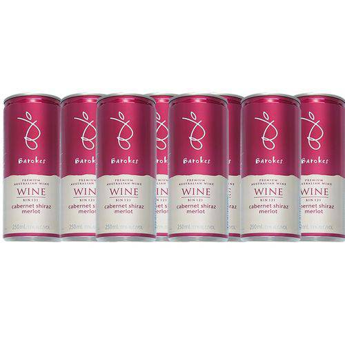 Tamanhos, Medidas e Dimensões do produto Vinho Tinto Premium Demi Sec Australiano Barokes Pack 8 Latas de 250 Ml
