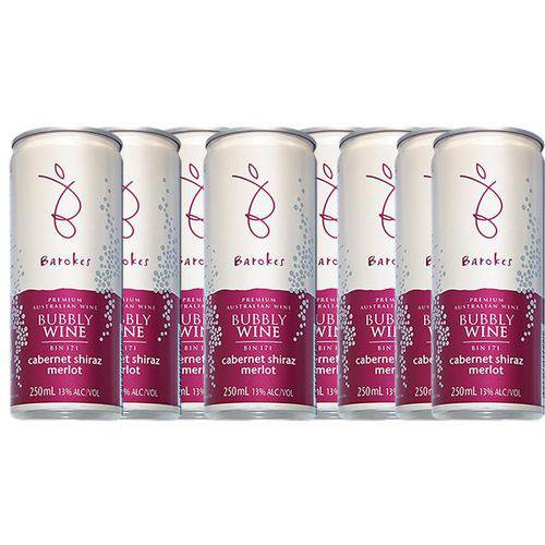 Tamanhos, Medidas e Dimensões do produto Vinho Tinto Seco Frisante Premium Australiano Barokes Pack 8 Latas de 250 Ml