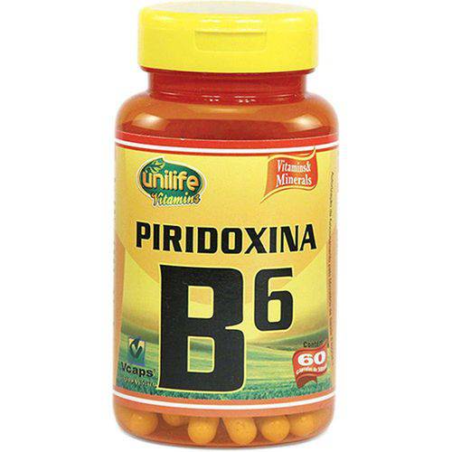 Tamanhos, Medidas e Dimensões do produto Vitamina B6 60 Cápsulas 500mg Piridoxina - Unilife