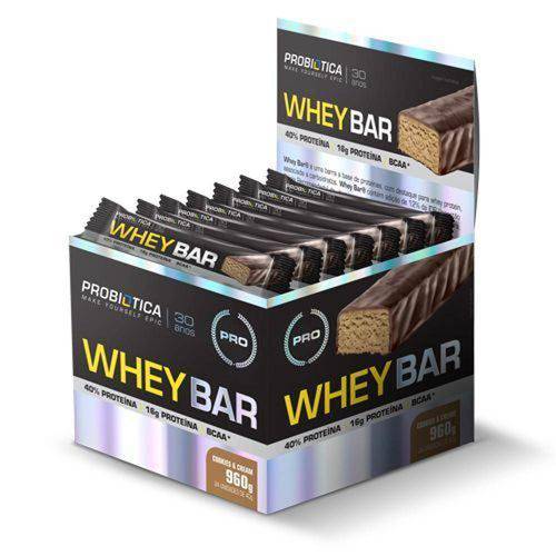 Tamanhos, Medidas e Dimensões do produto Whey Bar High Protein - Cookies Cream 24 Unidades - Probiótica