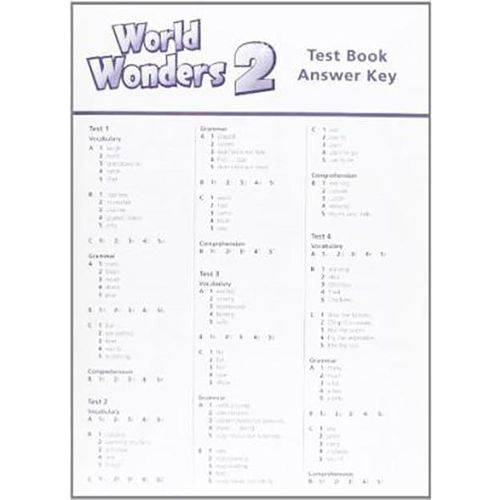 Tamanhos, Medidas e Dimensões do produto World Wonders 2 - Test Book Answer Key