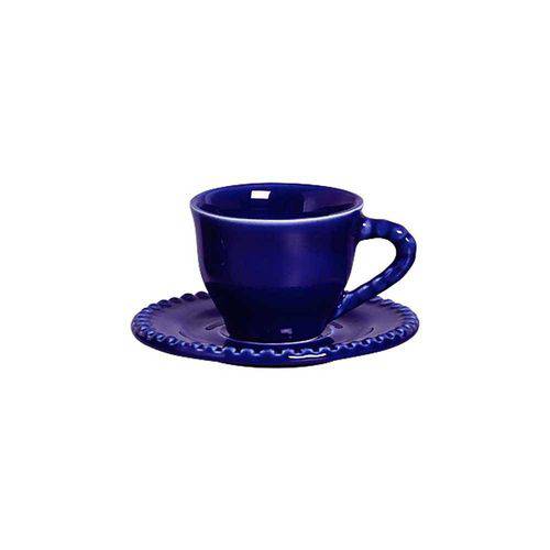 Tamanhos, Medidas e Dimensões do produto Xícara de Café com Pires Bolinha Bolinha 6 Peças Azul Scalla
