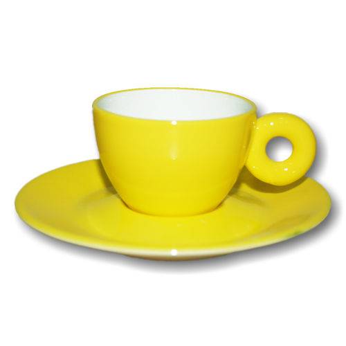 Tamanhos, Medidas e Dimensões do produto Xícara para Café com Píres em Porcelana Amarela 110ml Rainbow Kenya