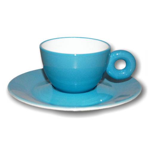 Tamanhos, Medidas e Dimensões do produto Xícara para Café com Píres em Porcelana Azul 110ml Rainbow Kenya