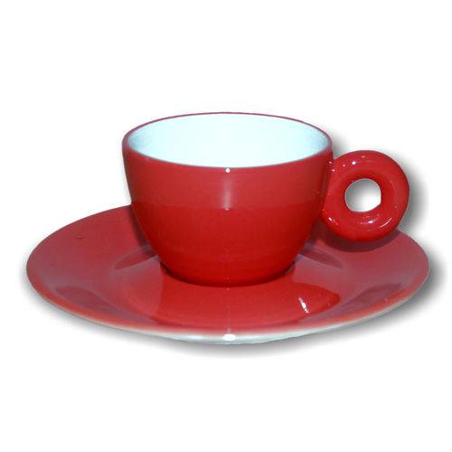 Tamanhos, Medidas e Dimensões do produto Xícara para Café com Píres em Porcelana Vermelha 110ml Rainbow Kenya