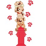 Adesivo de Parede Medidor Baby Dog Grudado Colorido (45x115cm)