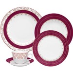 Aparelho de Jantar/Chá 30pçs - Rosa e Branco - Flamingo