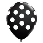 Balão de Látex Preto com Bolinhas Brancas 10” com 25 Unidades Balloontech