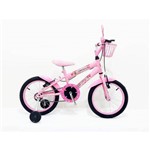 Bicicleta Aro 16 Infantil Feminina com Cestinha com Buzina com Retrovisor Cor Rosa