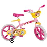 Bicicleta Infantil Bandeirante Bela Princesas Disney Aro 14" - Rosa/Amarela