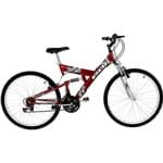 Bicicleta Polimet Kanguru Aro 26 18 Marchas Full Suspension - Vermelha