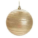 Bolas Arvore de Natal Marrom com Glitter Ouro - 6 Unidades 8 Cm