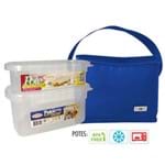 Bolsa Térmica com 2 Potes Plásticos com Trava Diversas Cores - Ck Presentes Azul Royal