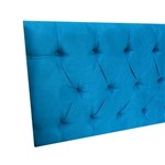 Cabeceira Estofada Paris para Cama Box Casal Suede Azul Turquesa 1,40 M