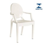 Cadeira Acrílica Louis Ghost - com Braços - Sophia - Branco Off White