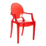 Cadeira Acrílica Louis Ghost - com Braços - Sophia - Vermelho Translúcido